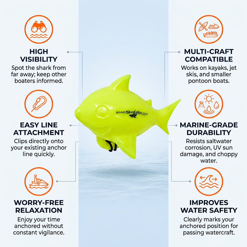Shark-Shaped Floating Anchor Marker Buoy - Visible, Tough, Easy-to-Deploy