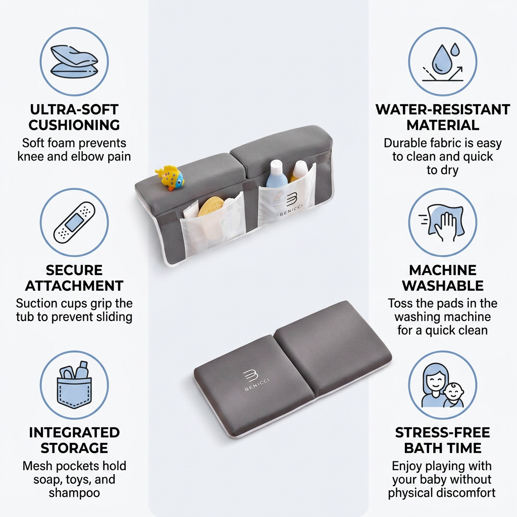Benicci Bath Kneeler and Elbow Rest Pad - Pain-Free, Organized, Foldable