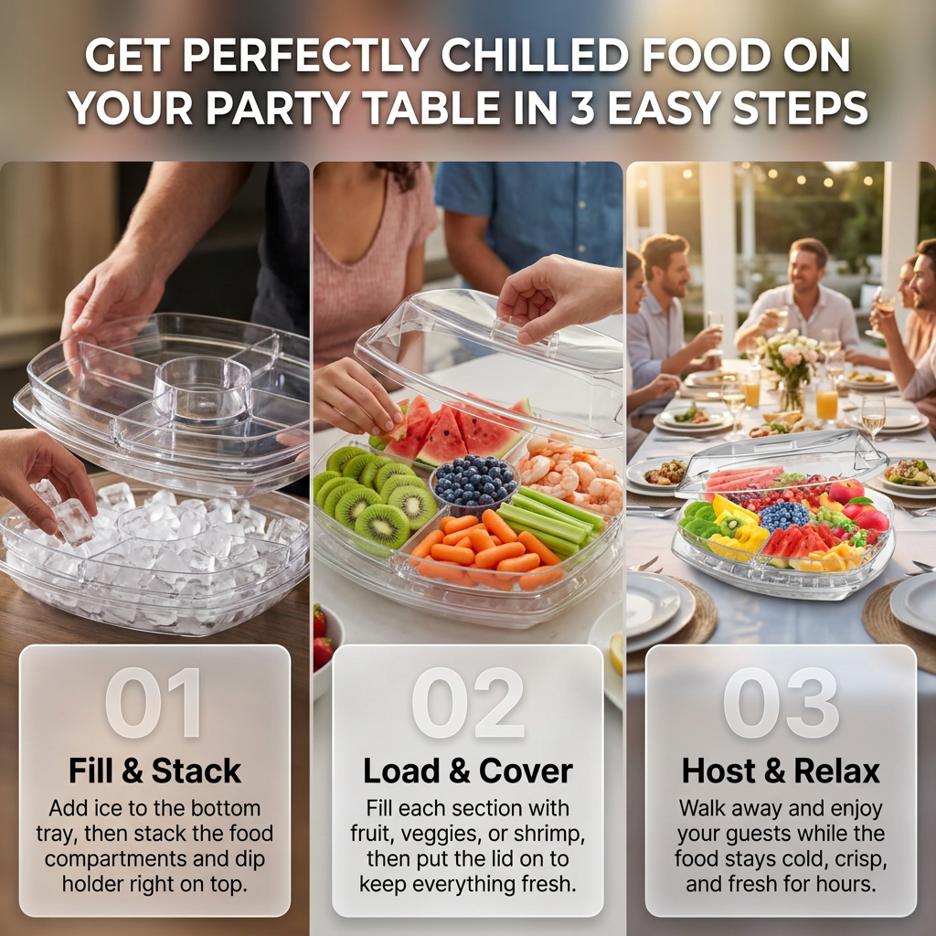 Chilled Serving Tray with Ice - Fresh-Keeping, Stress-Free, Party-Ready