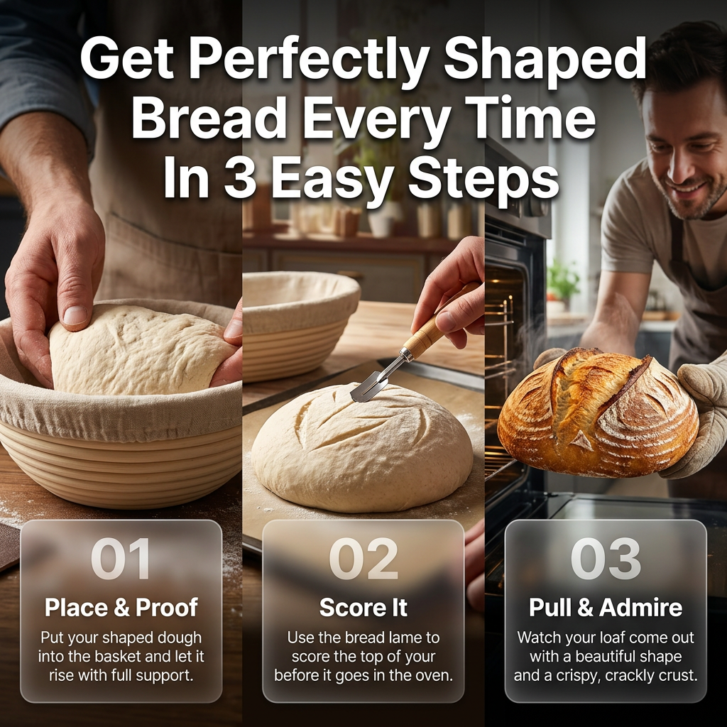 Benicci Bread Proofing Baskets Set - Confidence-Building, Shape-Perfecting, Fuss-Free