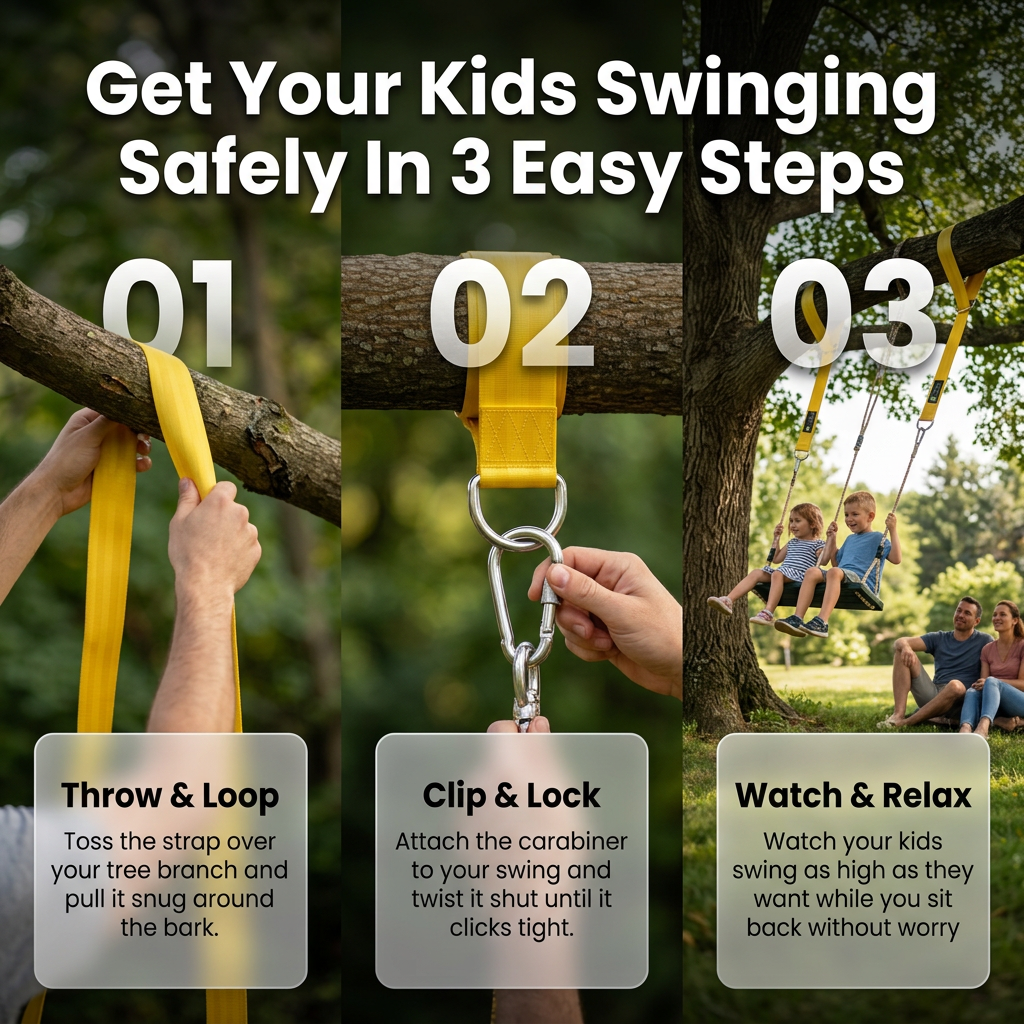 Benicci Tree Swing Hanging Kit - Strong, Safe, Quick to Set Up